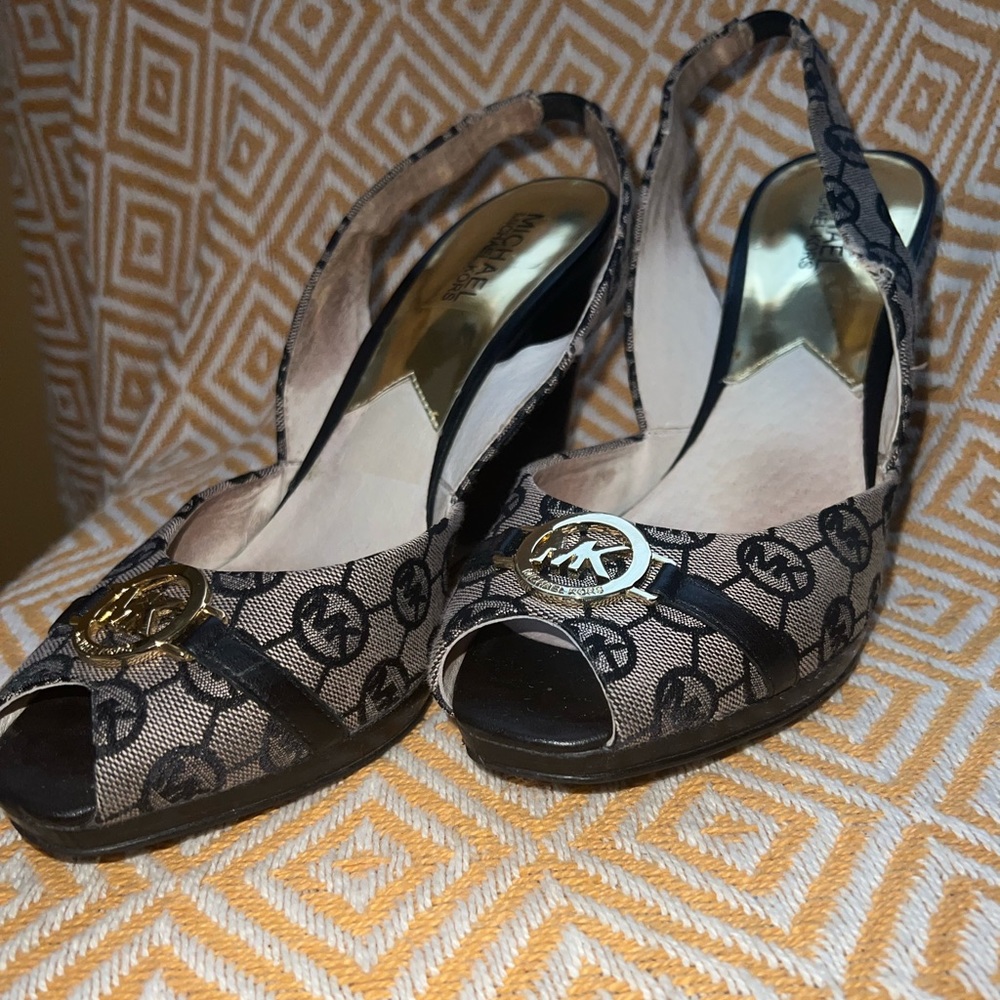 Michael Kors wedge with gold MK logo